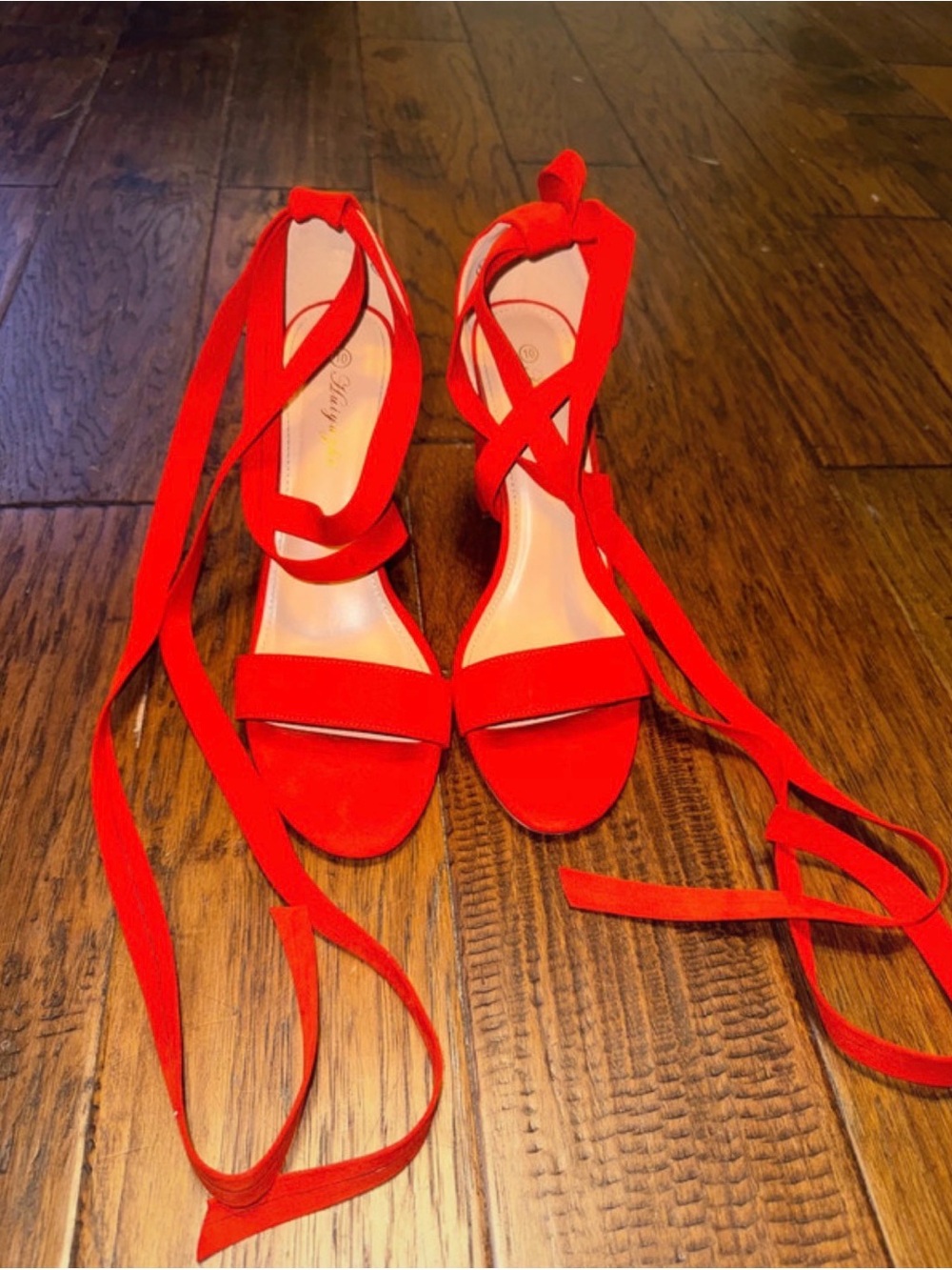Bold Red Lace-Up Women's Heeled Sandals